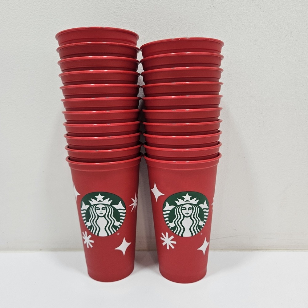 Lot Of 21 Red Cup Day 2022 Starbucks‎ 25 Years of Holiday Tumbler 16 oz Reusable